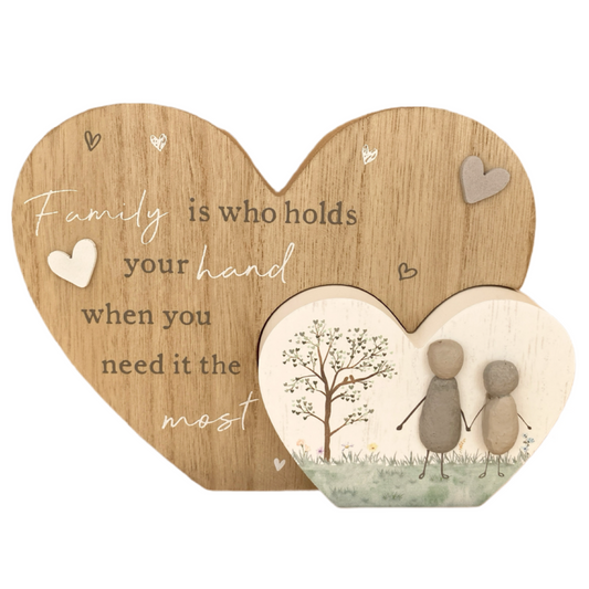 Family Pebble Heart Plaque