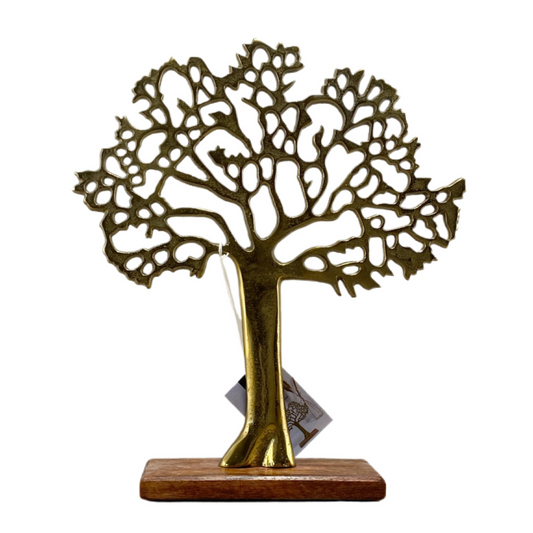 Antique Gold Tree on Wooden Base medium